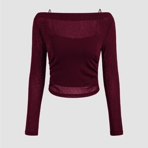 Cider Boatneck Elegant Burgundy Long Sleeve Top